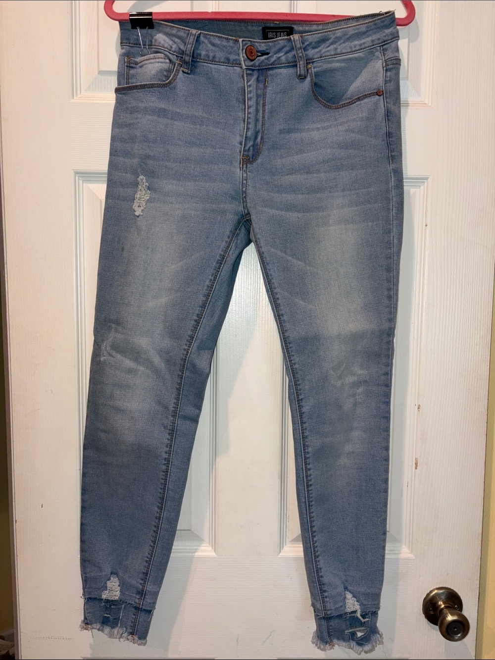 Iris Light Blue Women's Distressed Skinny Jeans, Size 11